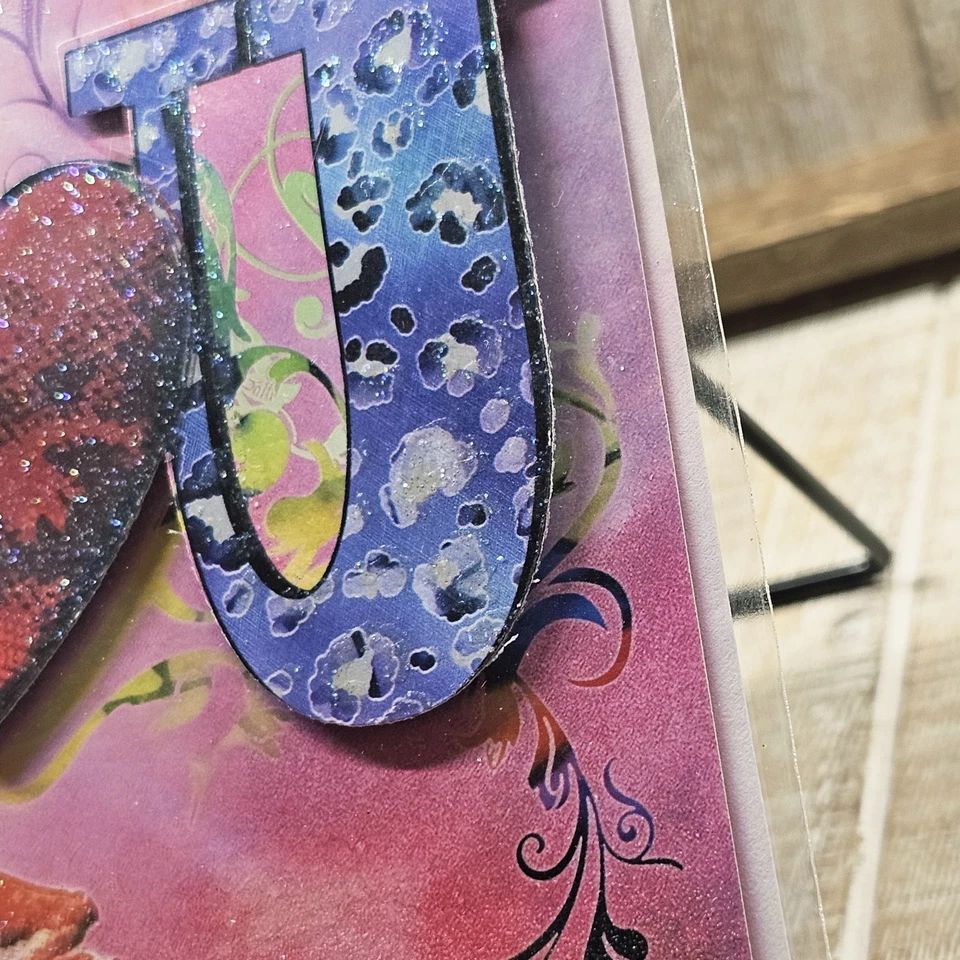 Leanin Tree Valentine's Day Greeting Card I Love You XO 3D Foam Glitter Red Pink - Image 4 of 4