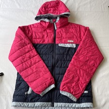 Columbia Girls Puffer Jacket Size L 14/16 Hooded Winter Coat Pink and Blue