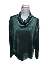 RBX Women's Green Velvet Cowl Neck Long Sleeve Top Size Large NWT
