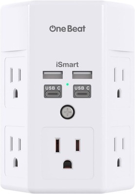 Surge Protector, 5 Outlets Extender with 4 USB Ports(Usb C), 3-Side 1680J Power