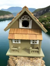 Home Bazaar Architectural Green Cottage Birdhouse Clean Entry Shingled 10x8x6