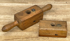 2 Vintage Wooden Screw Box 7/8" & 1" Thread Cutter Old Tool