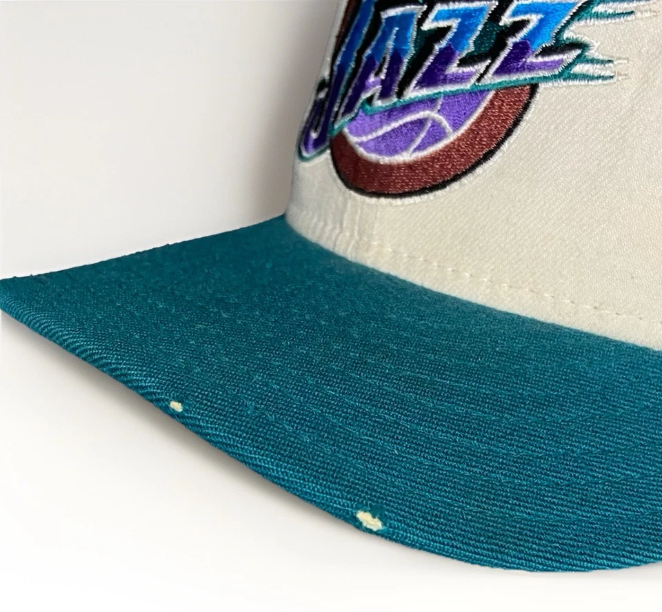 Boné de basquete vintage Utah jazz chapéu NBA 90s lã raro nova era EUA tamanho 7 1/4 - Imagem 3 de 4