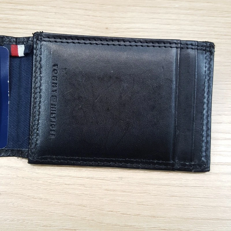 TOMMY HILFIGER Hombres Cartera Cuero Negro Plegable Magnético Clip de Dinero Logo Foto 4 de 4