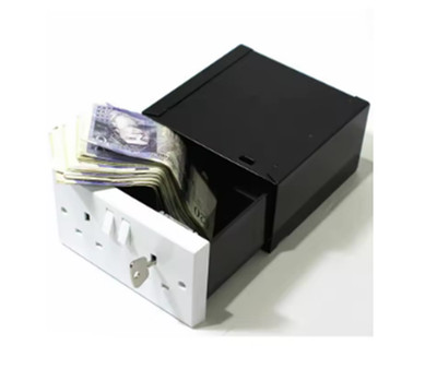 Imitat Doppel-UK Stecker Steckdose Wand Sicherheit Geheimnis Versteckte Stash-Box Verdeckt Div