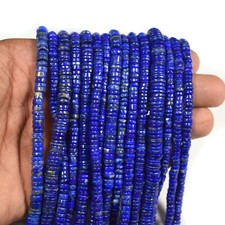 2 Strand Natural Lapis Lazuli Smooth Tyre Heishi 5-6MM Gemstone Beads 12"