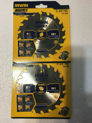 2 IRWIN 5-3/8 X 10MM - 18T  CARBIDE SAW BLADE FRAMING-RIPPING MARATHON