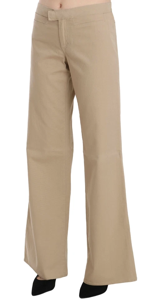 Pantalones acampanados JUST CAVALLI beige algodón cintura media IT44/US10/L PRECIO DE VENTA SUGERIDO POR EL FABRICANTE $300 Foto 3 de 4