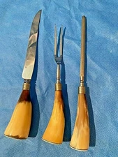 3 Piece Bone Handle Carving Set by Westall Richardson Sheffield England