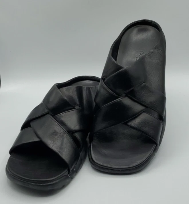 Sandalo Cole Haan nero in pelle con cinturino incrociato slide taglia 10 5 uomo suola NikeAir