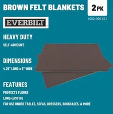 Everbilt 2pk Heavy Duty Felt Blankets Self-Adhesive 4-1/4" x 6" Trace & Cut (B)