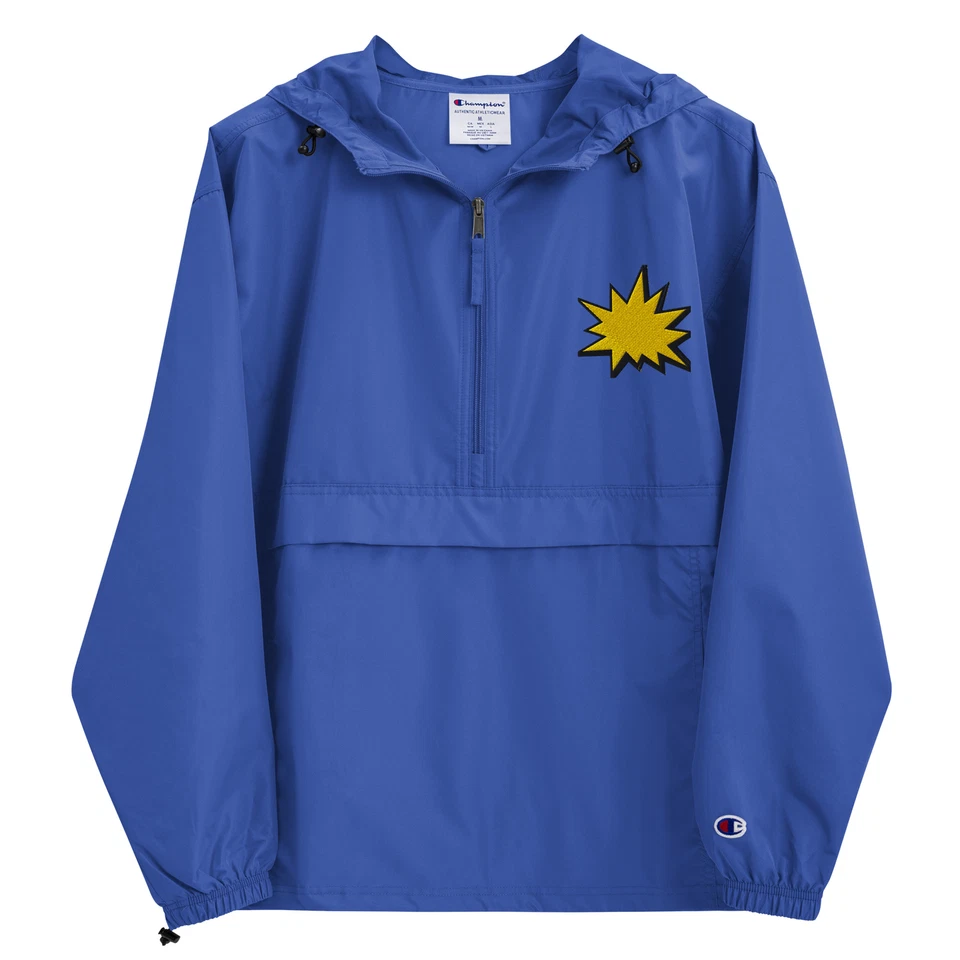 Champion Packable Jacket Embroidered Yellow POW Symbol Half Zip Pullover w/Hood - Image 4 of 4
