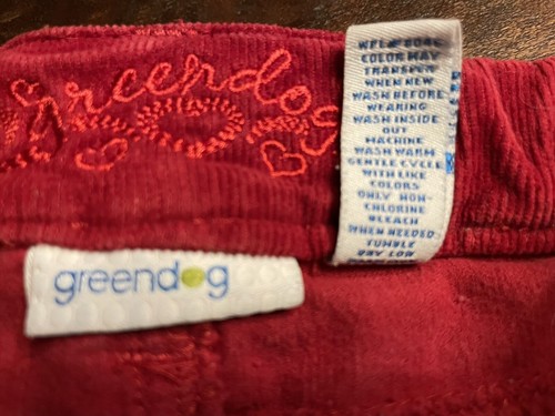 Girls Greendog Red Corduroy Pants Size 6X Heart Pockets on back, boot leg style - Picture 7 of 10