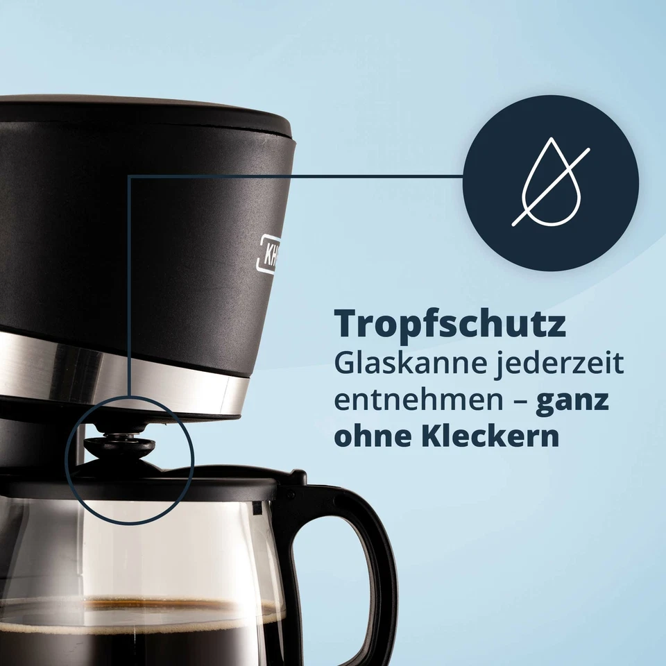 Mini Kaffeemaschine Filterkaffeemaschine Single Schwarz 0,5L 4 Tassen 600W KHG - Bild 3 von 4