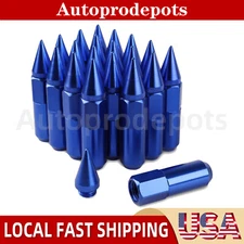 20PCS M12X1.5 Blue Cap Spiked Extended 60MM Tuner Wheel Rims Lug Nuts For GM