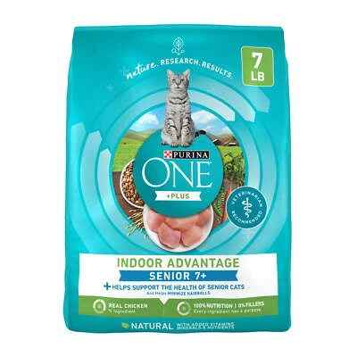 Purina ONE High Protein, Natural Senior Dry Cat Food, Indoor Advantage Senior+