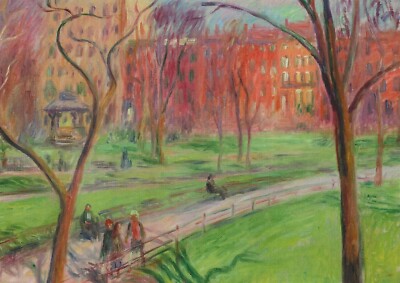 Postcard Wm James Glackens ''Early Spring, Washington Sq., NYC'' NY Hist Soc MINT
