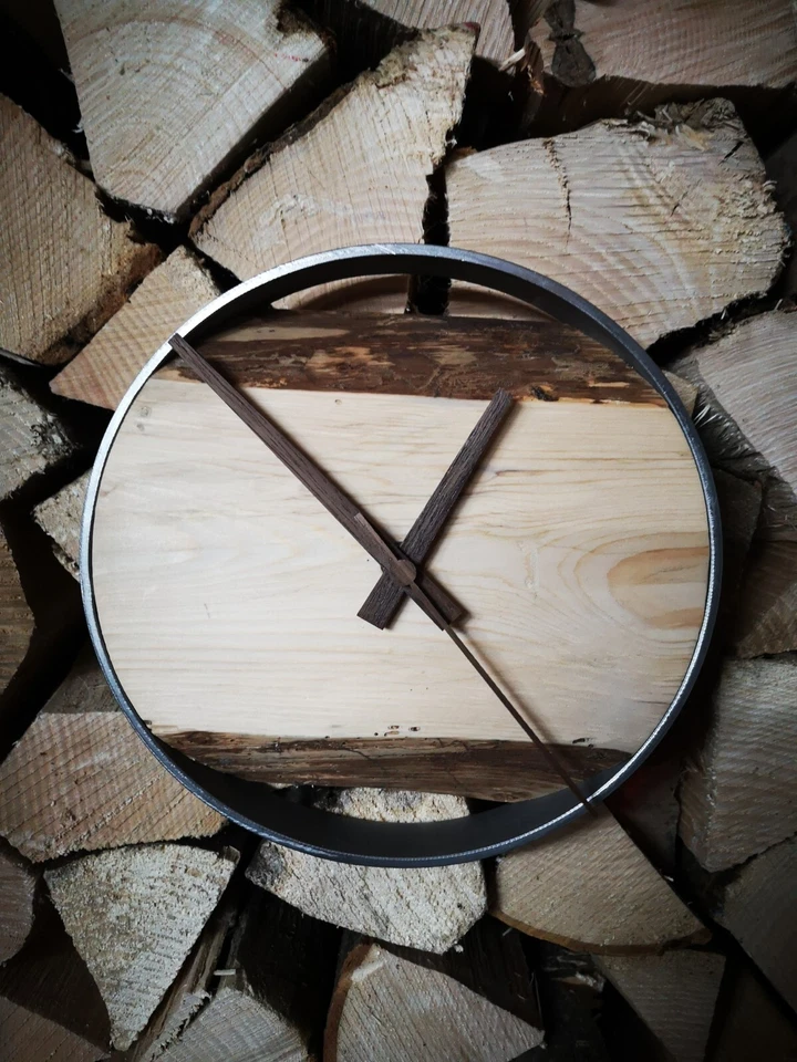 Wanduhr 03: Echtholz, Edelstahl, Handarbeit, Einzelstück, Durchmesser 22 cm - Bild 4 von 4