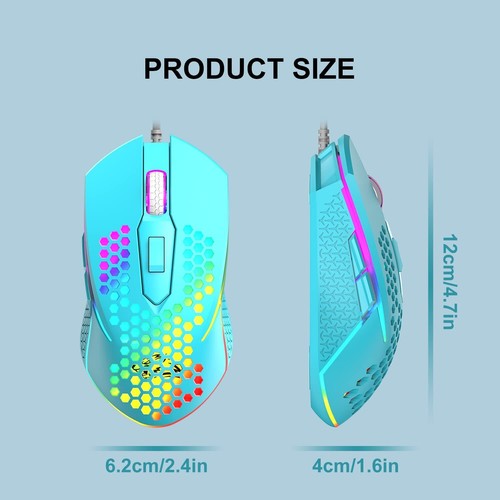 Lightweight Gaming Mouse Wired USB Optical Computer Mice RGB LED Backlit 3200DPI - Picture 8 of 19