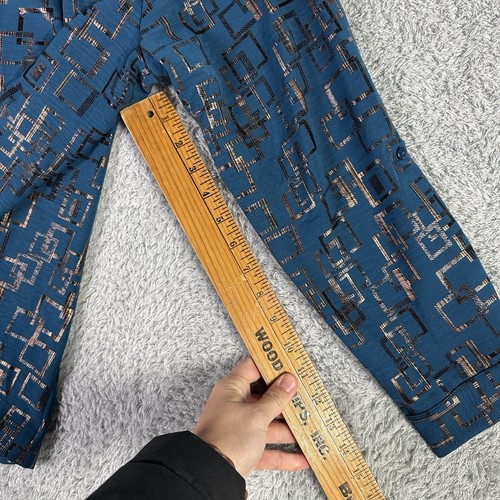 Notations Woman Women's Long Sleeve Button Up Blouse 1X Turquoise Geometric - Picture 11 of 15