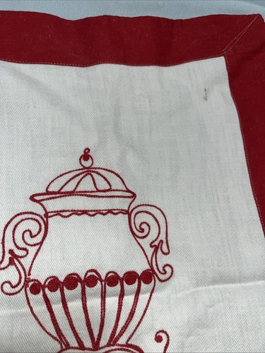 Vintage Completed Floral Redwork 47”German? Needlepoint Fleiss Bringt Legen - Picture 8 of 8