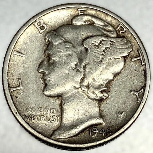 1945-P Mercury Dime 10c Good Circulated Condition 90% Silver US Coin - 3286