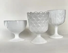3 Piece Milk Glass Lot Vintage  Compote, Vase Pedestal Bowl