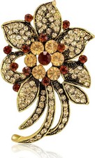 Wedding Bridal Rhinestone Flower-shape Brooch Pin for Women