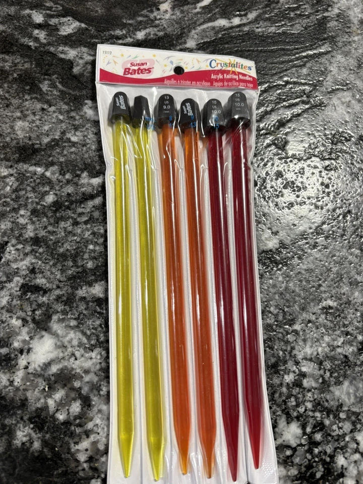 Susan Bates Stricknadeln Crystalites 10" Single Point hell Set 8-9-10