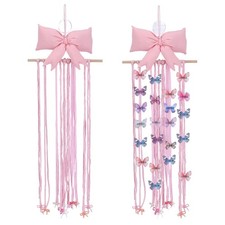 Bow Holder for Pink Hair Storage Wall Hanging Decoration Long Bow Holder Pink...