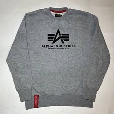 Alpha Industries Sweatshirt Mens Size S Grey Jumper Crew Neck Pullover NASA
