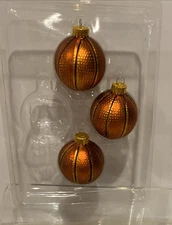 Basketball glass ornaments 2 1/4" set of 3 The Christmas Shoppe