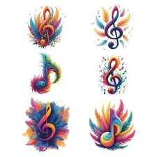 6 Pcs Iron on Decals Patches, 6 Sizes Colorful Musical Notes Iron on Stickers...