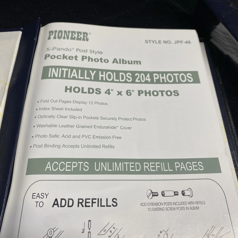 Фотоальбом Pioneer 204 вставной карман вмещает до 4 x 6 дюймов фотографии темно-синий новый - Изображение 2 из 4