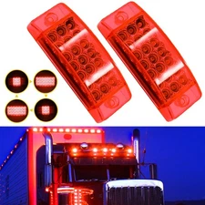 2PCS Red 21-LED Clearance Side Marker Turn Signal Lights For Trailer Truck EXXI