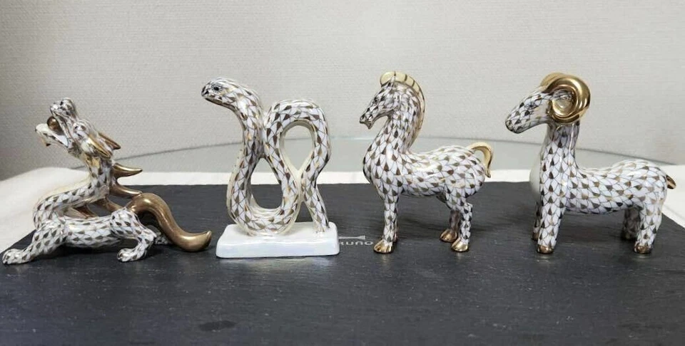 Lot de 12 figurines Zodiac Herend avec accents dorés édition limitée - Photo 4/4