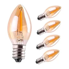 C7 LED Bulb, 0.5W Light Candle Bulbs, Amber Glow 5w 5 Count (Pack of 1)