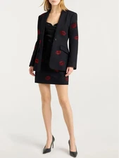 Women Cinq A Sept Rhinestone Slim Fit Blazer Coat / A-line Mini Skirt