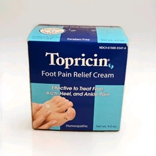 Topricin Natural Foot Pain Relief Cream• Homeopathic• 4FL oz• Expires 4/2026