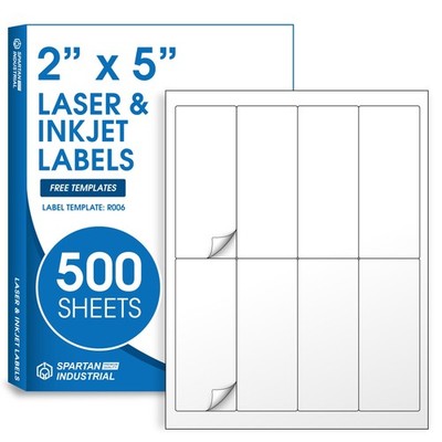 2'' X 5'' Matte White Printable Shipping Labels (500 Sheets, 4000 Stickers) Add...