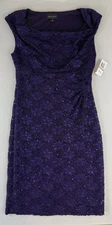 Connected Apparel Mini Dress Women’s 12 Purple Sleeveless Sequined Party NWT