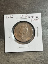 UK 1989 2 Pence Queen Elizabeth II Great Britain Coin