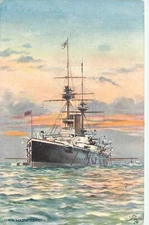 c1910 HMS Magnificent UK Military ship Ironclad Postcard 25-1623