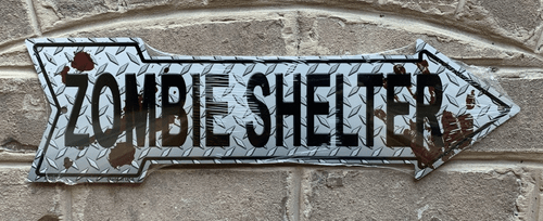 Zombie Shelter Richtung Metall Pfeil Schild 17" x 5" ↔ Halloween Spaß Wohndeko - Bild 2 von 7