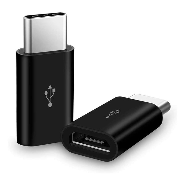 2x Adaptador universal cable MICRO USB a TIPO C OTG negro