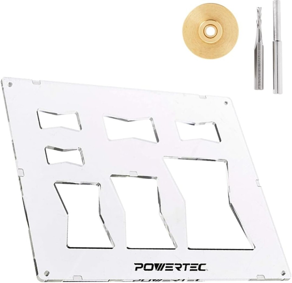 POWERTEC Router Bits Solid Brass Inlay Kit with Butterfly Template ...