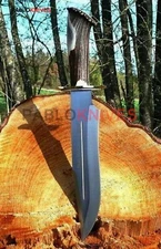 15" Premium Hand Forged J2 Steel Hunting Bowie Knife Crown Stag Antler Handle