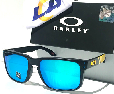 NFL Oakley Holbrook  LA RAMS Matte Black PRIZM Sapphire Sunglass 9102-R9