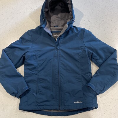 Eddie Bauer Women's Hooded Thermocore Polyester Jacket, Size Medium Blue