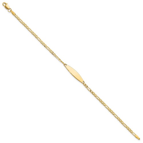 14k Yellow Gold Figaro Link ID 8" Bracelet Gift Gift for Mother - Picture 2 of 6
